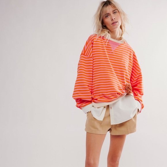 Free People We The Free | Classic Striped Oversized Crewneck | Small - Picture 3 of 16